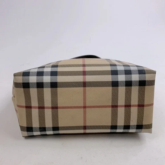 BURBERRY Beige Nova Check Small Coated Canvas Tote handbag Lined AUTHENTIC - Picture 8 of 17